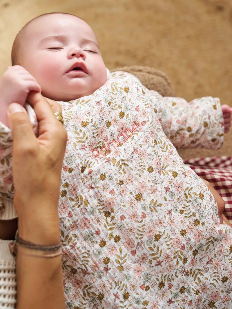 Vertbaudet Baby Winterschlafsack FLORA mit abnehmbaren Ärmeln TOG 3 personalisierbar, Weiß bedruckt, – Produktbild 2 von 4