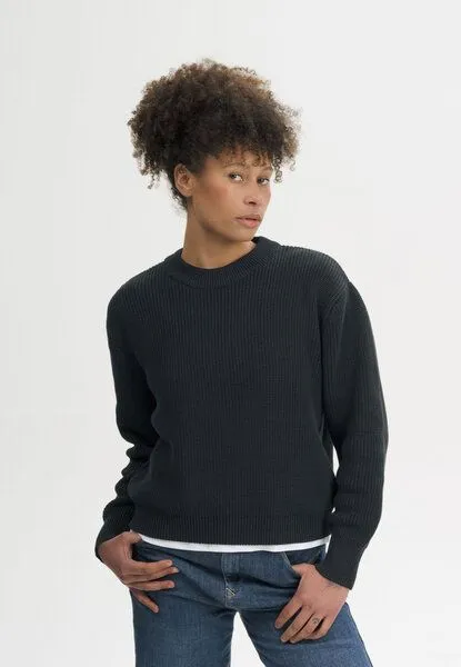 MELA MELA Rippstrick Pullover ADAH aus 100% Bio-Baumwolle, Schwarz, – Produktbild 1 von 4