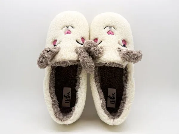 thies Veganer "thies ® Organic Rabbit Closed Slipper" aus kuscheliger Biobaumwolle, Off white (weiß), – Produktbild 2 von 4