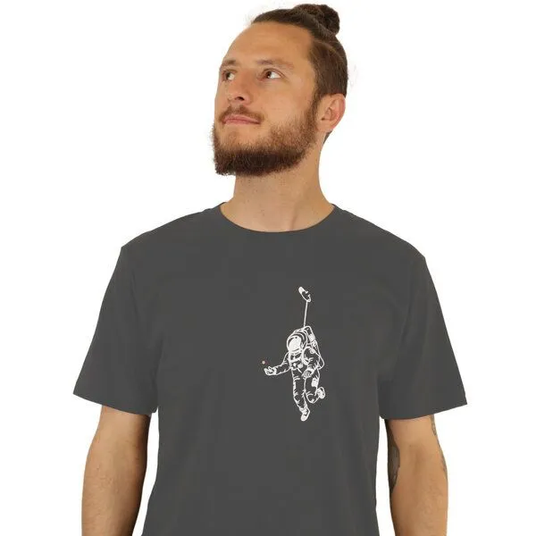 Spangeltangel Spangeltangel Herrenshirt "Kosmonaut", T-Shirt, Bio-Baumwolle, Astronaut, Stern,, Grau, – Produktbild 1 von 1