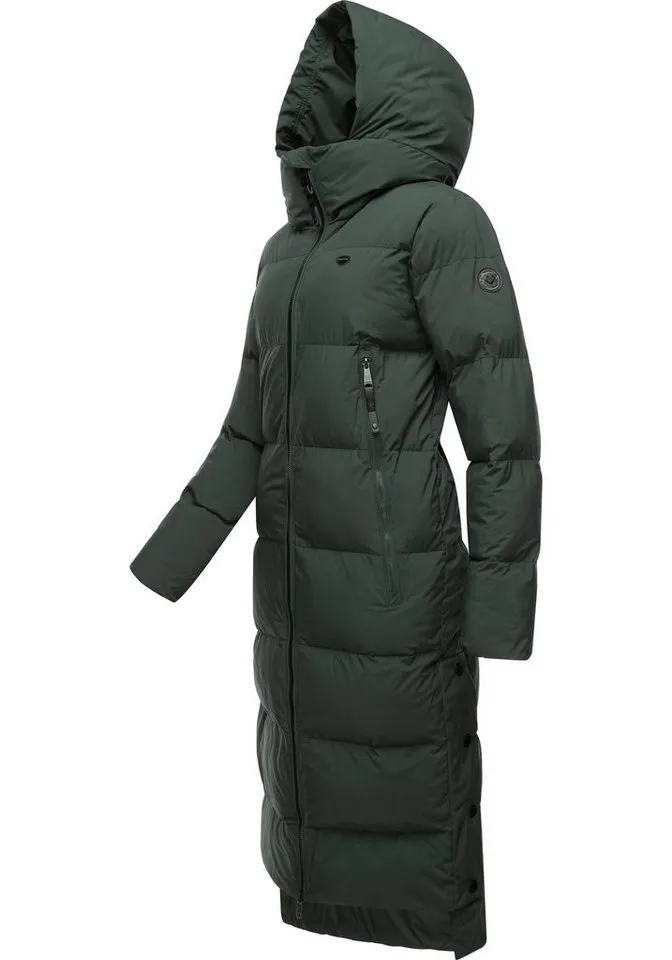 ragwear ragwear Wintermantel Patrise Extralanger Damen Winter Steppmantel mit Gehschlitzen, Grün, – Produktbild 3 von 4