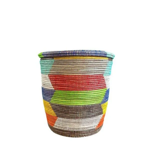 SWANE-Design SWANE-Design Afrikanischer Wäschekorb - Flachdeckel, Zick zack bunt (rot), – Produktbild 2 von 3