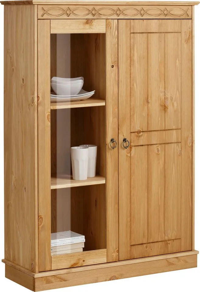 OTTO home Highboard Indra, Vitrine, Breite 85 cm, aus massiver Kiefer, Beige, – Produktbild 4 von 5