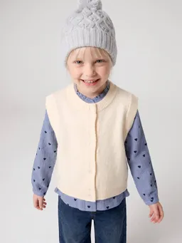 Vertbaudet Strickweste Mädchen 42% Recycling-Polyester GRS-zertifiziert vanille – Produktbild 1 von 1