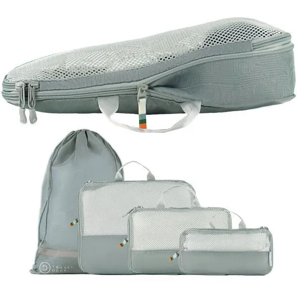 TRAVEL DUDE TRAVEL DUDE Packing Cubes mit Kompression aus recycelten Plastikflaschen, Grau, – Produktbild 2 von 8
