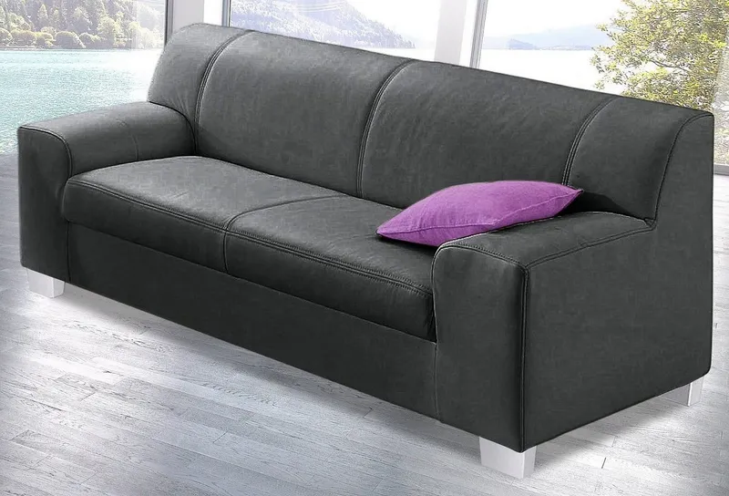 DOMO collection 3-Sitzer Amando zeitlos und modern, komfortabel, in vielen Bezugsvarianten, auch in Leder, Schwarz, – Produktbild 3 von 4