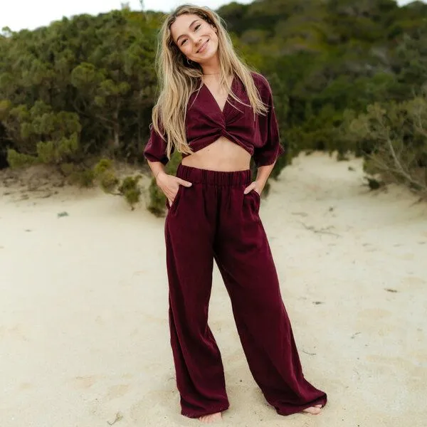 NORDLICHT NORDLICHT Damen Palazzo Hose Nora aus 100% Tencel, Rot, – Produktbild 1 von 4