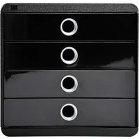 Exacompta Exacompta Schubladenbox Pop-Box "Glossy", DIN A4+, 4 Schubladen geschlossen, schwarz – Produktbild 1 von 1