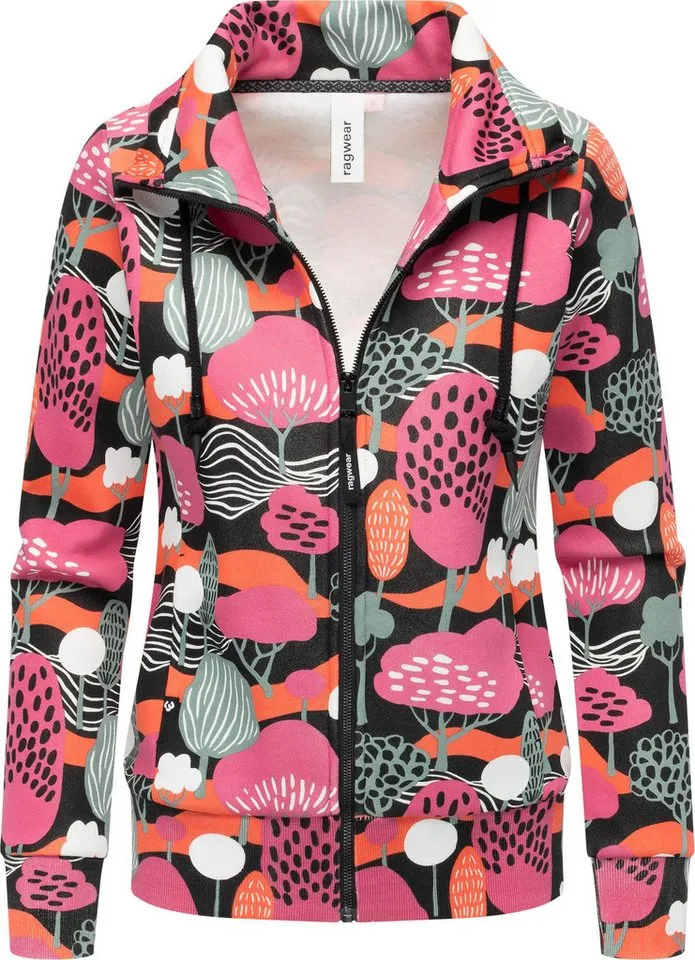 ragwear ragwear Sweatjacke Ronette Print Zip-Jacke mit Allover-Print und hohem Kragen, Schwarz, – Produktbild 1 von 3
