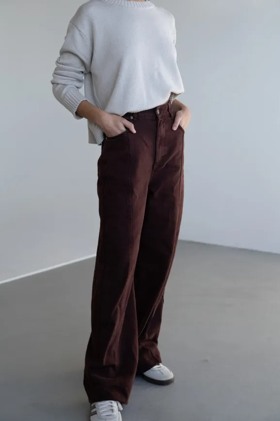 Näz Näz Damen vegan Hose Denim Elsa Braun, Braun, – Produktbild 2 von 2