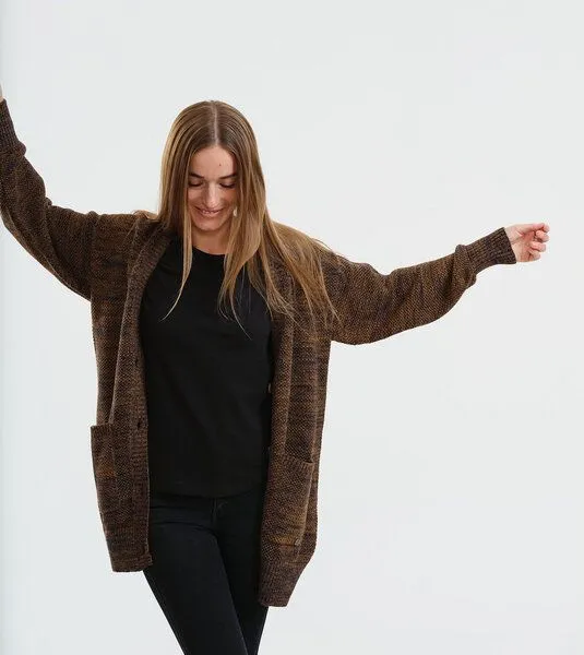 Gary Mash GARY MASH Oversize-Strickjacke Moline aus Biobaumwolle, Mélange navy-karamell, – Produktbild 3 von 4