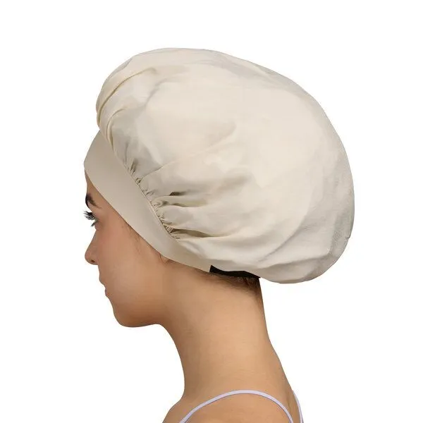 Qupro Qupro Schlafhaube Bonnet vegane Seide Cupro, Beige, – Produktbild 3 von 5