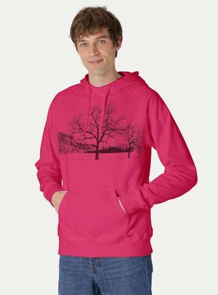 Peaces.bio - handbedruckte Biomode Peaces.bio - handbedruckte Biomode Herren Kapuzenpulli Landscape, Pink, – Produktbild 2 von 4