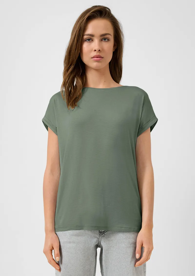 QS QS T-Shirt aus Lyocellmix, Olive, – Produktbild 6 von 7