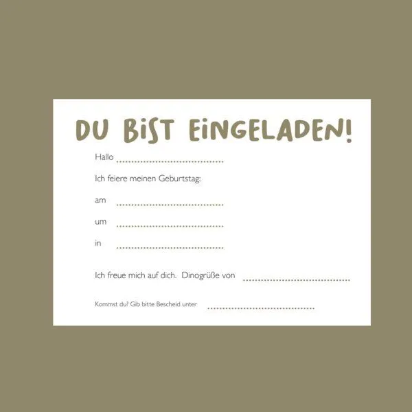 Fines Papeterie Fines Papeterie 5 Einladungskarten DINO Kindergeburtstag Din A6 – Produktbild 3 von 4