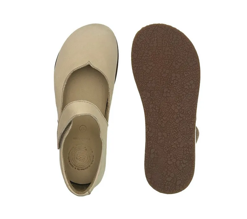 Pololo Pololo Alma & Alina, bequemer Damen Barfußschuh aus pflanzlich gegerbtem Leder, Beige|weiß, – Produktbild 3 von 5