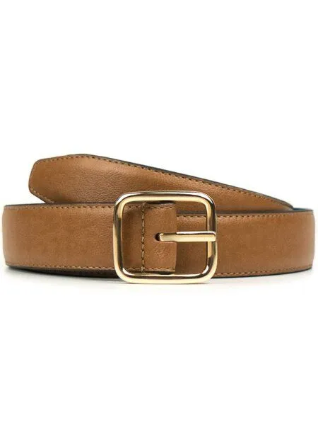 Will's Vegan Shop Will's Vegan Shop Geometrischer Gürtel, 3 cm Gold Damen, Dunkelbraun, – Produktbild 3 von 3