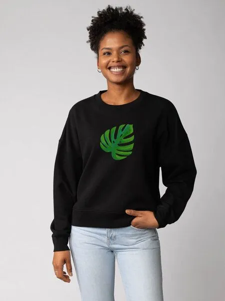 watapparel watapparel Sweatshirt Frauen Monstera 2.0, Black, – Produktbild 2 von 2