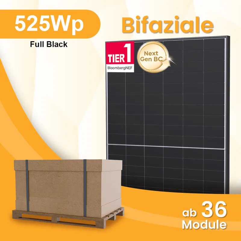 LONGi LONGi Hi-MO X10 525Wp BC Bifaziale Solarmodule für Balkonkraftwerke Photovoltaik Glas-Glas - 36 Stücke – Produktbild 1 von 1