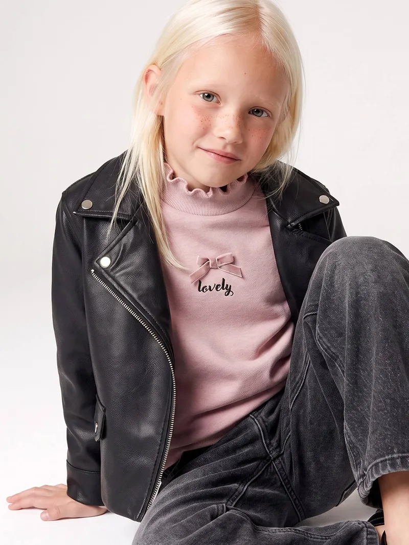 Vertbaudet Vertbaudet Bikerjacke Mädchen, Schwarz, – Produktbild 1 von 4