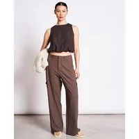JAN N JUNE JAN N JUNE Cropped Leinen-Top LUPIN, Mud, – Produktbild 1 von 1