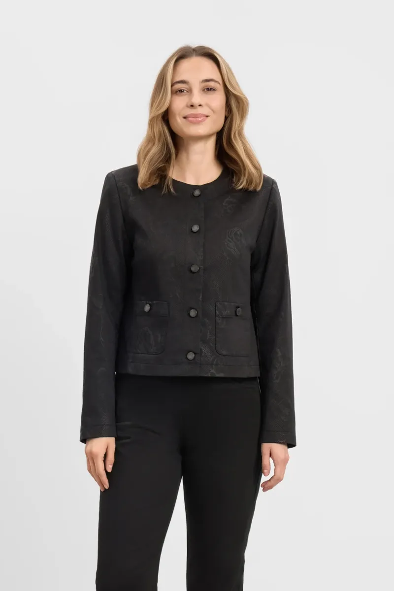 LAURIE LAURIE Damen vegan Jacke Melody Classic Schwarz Blumenprint, Schwarz, – Produktbild 2 von 2
