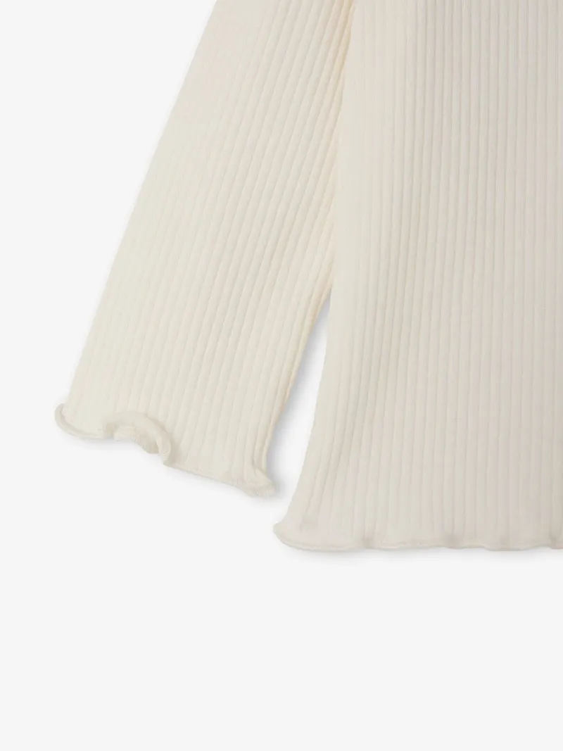 Vertbaudet Baby Blusenshirt mit Kragen aus Rippjersey, Wollweiß, – Produktbild 3 von 4