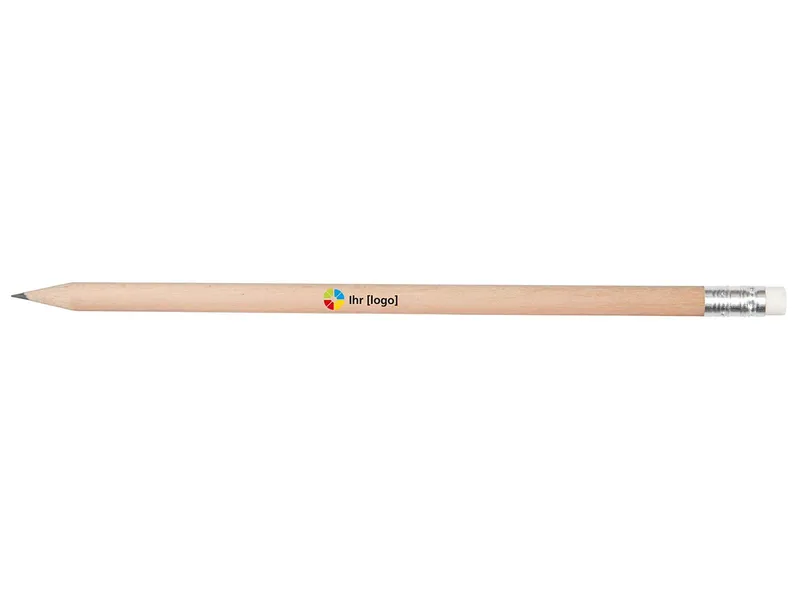 FSC-zertifizierter Bleistift rund 18,5 cm mit Radiertip, natur aus Lindenholz – Produktbild 1 von 1