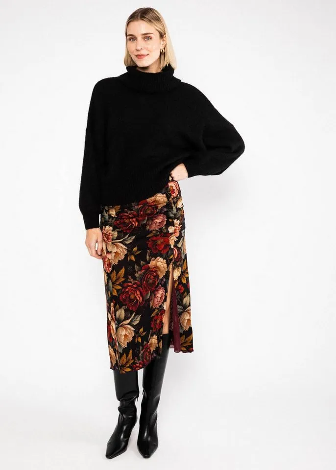blutsgeschwister blutsgeschwister A-Linien-Rock - Femininer Meshrock mit Raffungen und Futter für Damen, Schwarz, – Produktbild 2 von 5