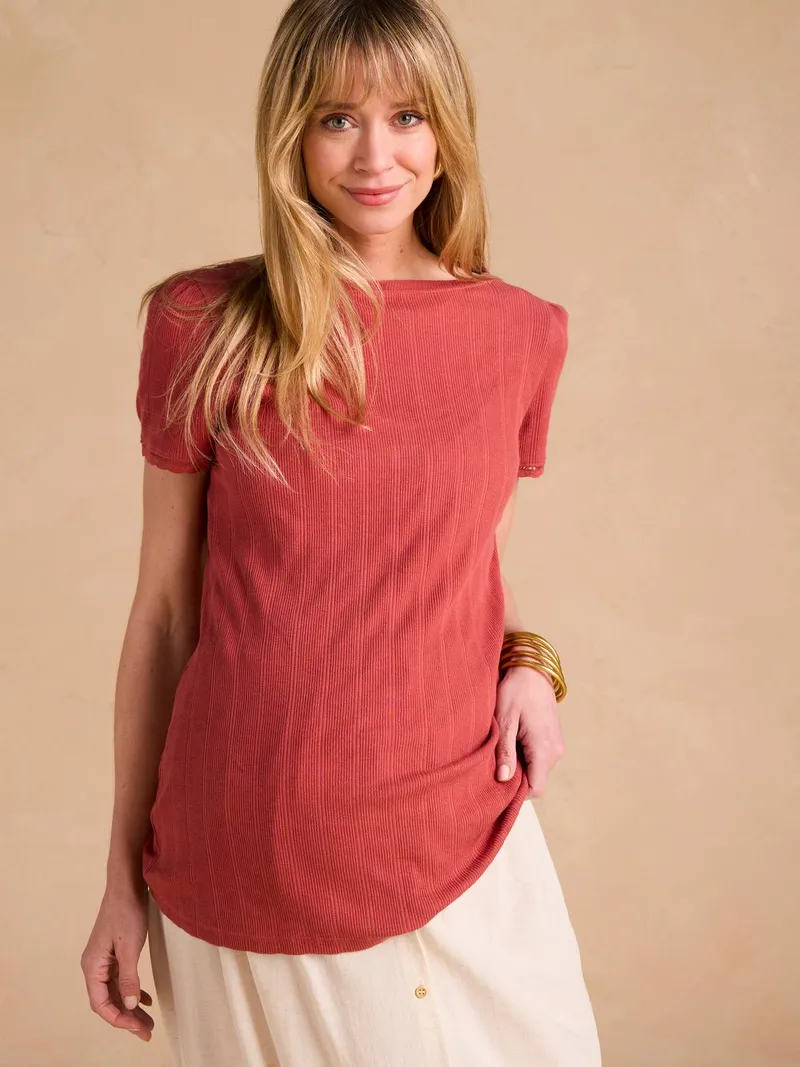 Envie De Fraise Umstandsshirt mit Rückenausschnitt ENVIE DE FRAISE, Terrakotta, – Produktbild 4 von 4