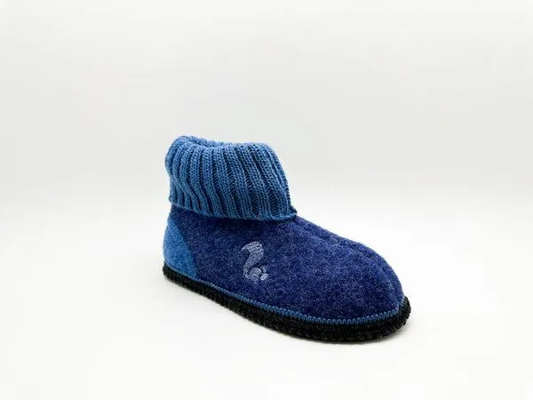 thies Kids "thies ® Mountain Wool Slipper Boot" aus reiner, ökologischer Schurwolle, made in Austria, Denim blue (blau), – Produktbild 2 von 4