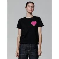 watapparel watapparel T-Shirt Frauen Pink Heart, Black, – Produktbild 1 von 1