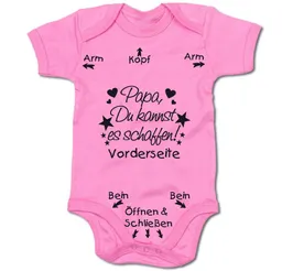 G-graphics Kurzarmbody Papa, Du kannst es schaffen! Baby Body mit Spruch / Motiv / Aufdruck • zur Geburt / Babyparty – Produktbild 1 von 1