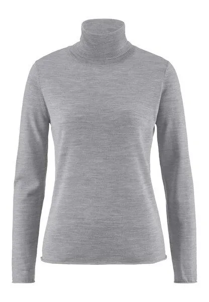 hessnatur hessnatur Strick Rollkragen Pullover Slim aus reiner Bio-Merinowolle, Hellgrau, – Produktbild 3 von 4