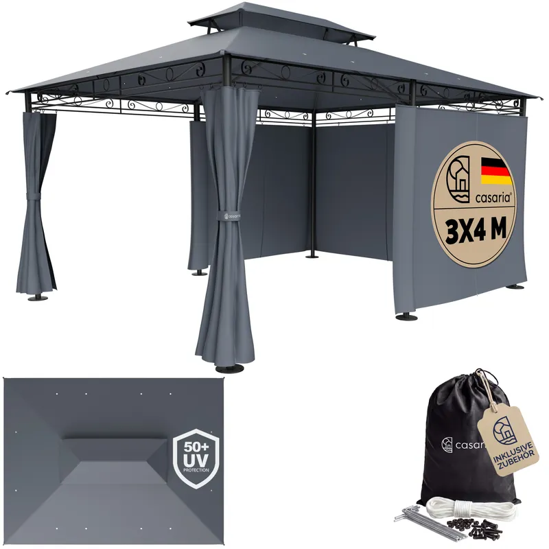 Casaria® Pavillon Topas Anthrazit 3x4m UV-Schutz 50+, Anthrazit, – Produktbild 1 von 2