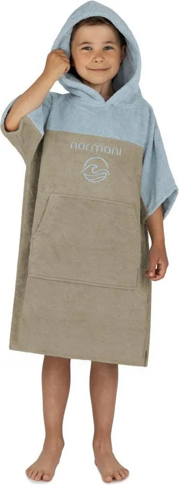 normani Badeponcho Kinder Badeponcho 6-9 Jahre Puwai, Bio-Baumwolle, Kapuze, Schlupf, Badeponcho aus 100 % Bio-Baumwolle, Blau, – Produktbild 2 von 5