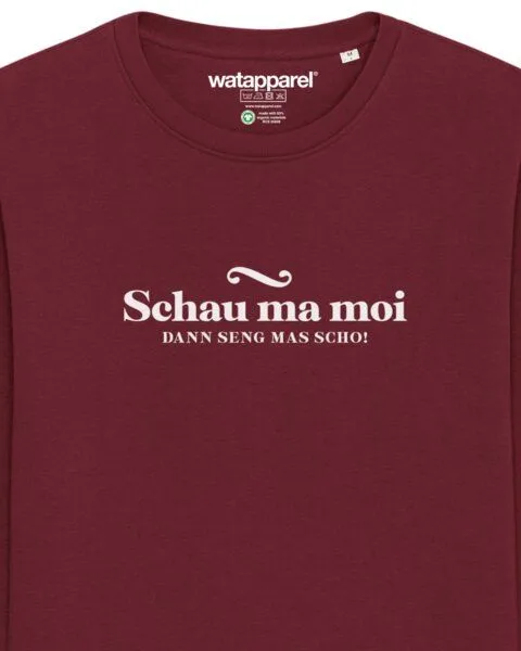 watapparel watapparel Sweatshirt Unisex Schau ma moi dann seng mas scho, Burgundy, – Produktbild 3 von 4