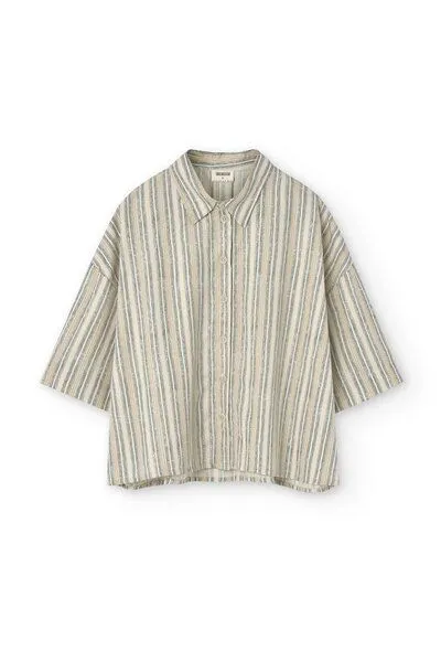 TIRALAHILACHA TIRALAHILACHA Hallow Tencel oversized trace print shirt, Gelb, – Produktbild 4 von 4