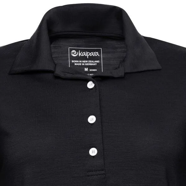 Kaipara - Merino Sportswear Kaipara - Merino Sportswear URBAN Merino Poloshirt Damen Kurzarm Regular 200, Black, – Produktbild 2 von 3