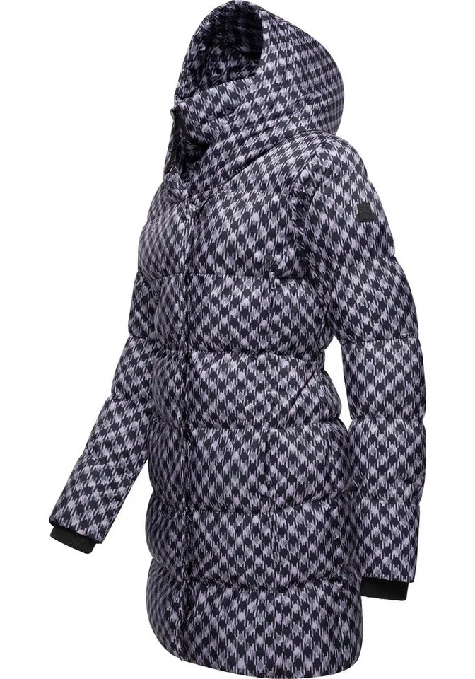 ragwear ragwear Steppmantel Niara Print wasserdichter Mantel mit angesagtem Hahnentritt Muster, Lila, – Produktbild 3 von 4