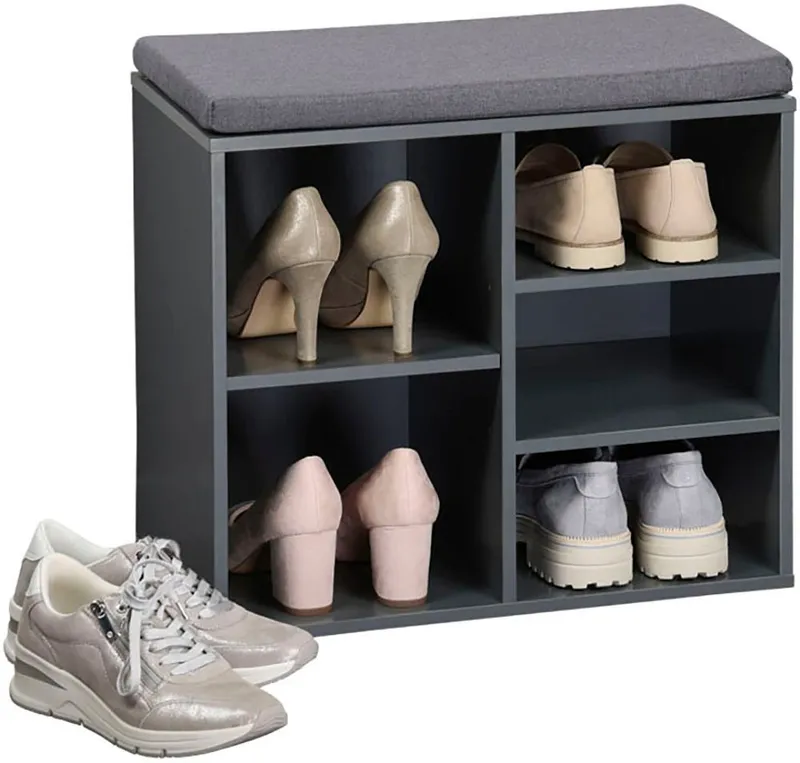 Kesper Kesper Schuhschrank KESPER Schuhschrank mit Sitzkissen, FSC, Grau, – Produktbild 3 von 5