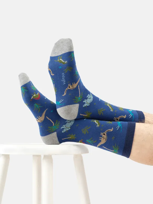 Thought Socken Modell: Dinosaur Terrain, Deep blue, – Produktbild 1 von 1