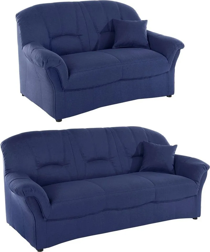 DOMO collection Polstergarnitur Bahia zeitlos & elegantes Sofa, bequem, (Set), 3-Sitzer & 2-Sitzer-Set, Blau, – Produktbild 4 von 5