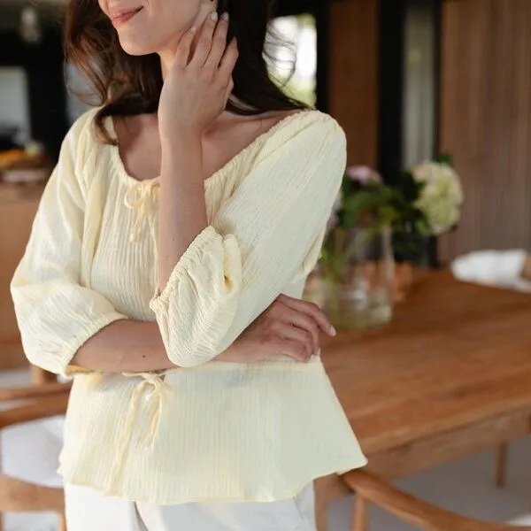 NORDLICHT NORDLICHT Bluse Soni aus Bio-Baumwolle, Gelb, – Produktbild 1 von 4