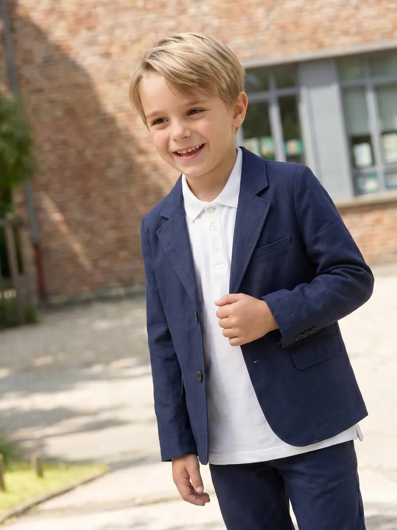 Vertbaudet Jungen Poloshirt mit Hai-Stickerei, Weiß, – Produktbild 1 von 4