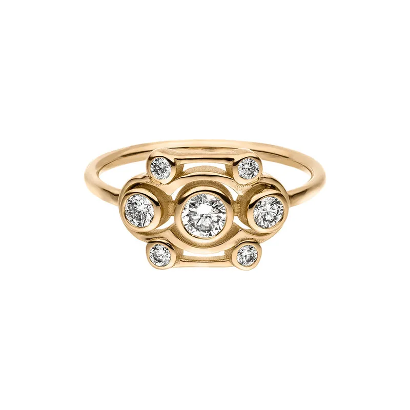 Maren Jewellery Blossom Ring - 48 / 18K Gelbgold & Labordiamanten Weiss – Produktbild 1 von 1