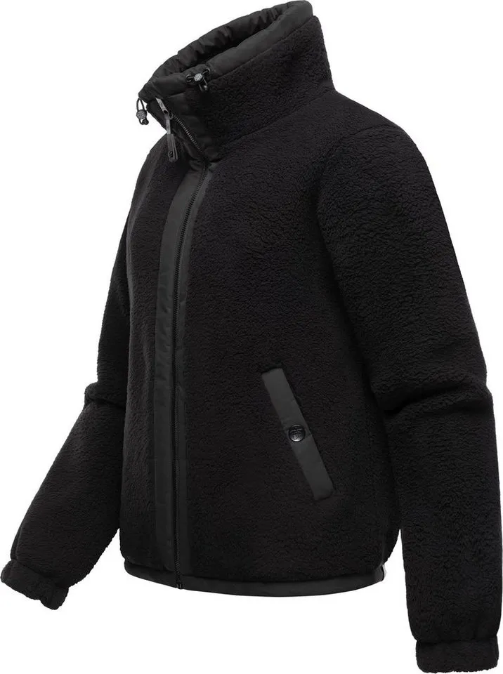 ragwear ragwear Plüschjacke Nordicka Sportliche Kapuzenjacke mit Kunstleder-Elementen, Schwarz, – Produktbild 3 von 3