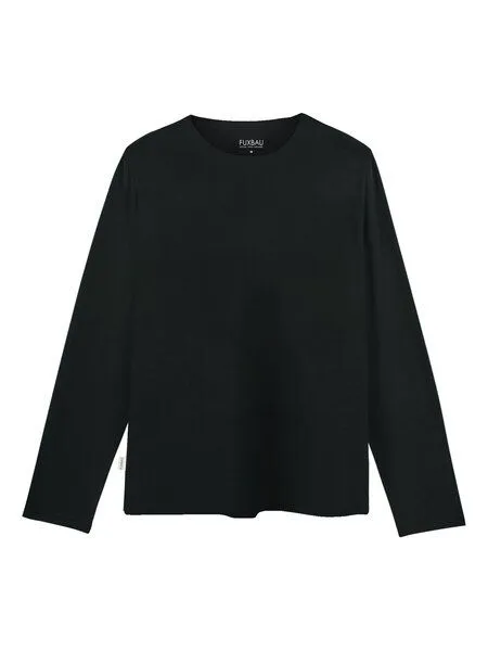 FUXBAU FUXBAU Frauen Basic Langarmshirt, Schwarz, – Produktbild 3 von 4