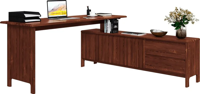 OTTO home Schreibtisch Luven, aus Massivholz, in 2 Breiten, variable Nutzung als Schreibtisch oder Eckschreibtisch, Braun, – Produktbild 5 von 5