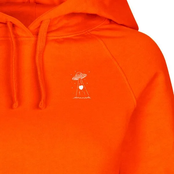 HANDGEDRUCKT HANDGEDRUCKT "Beam it up" Frauen Hoody aus reiner Biobaumwolle (kbA), Orange, – Produktbild 1 von 4